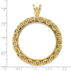 FJC Finejewelers 14 kt Yellow Gold and Textured Chain Link 32.7mm Prong Coin Bezel Pendant