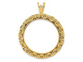 FJC Finejewelers 14 kt Yellow Gold and Textured Chain Link 32.7mm Prong Coin Bezel Pendant