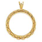 FJC Finejewelers 14 kt Yellow Gold and Textured Chain Link 34.2mm Prong Coin Bezel Pendant