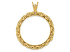FJC Finejewelers 14 kt Yellow Gold and Textured Chain Link 34.2mm Prong Coin Bezel Pendant