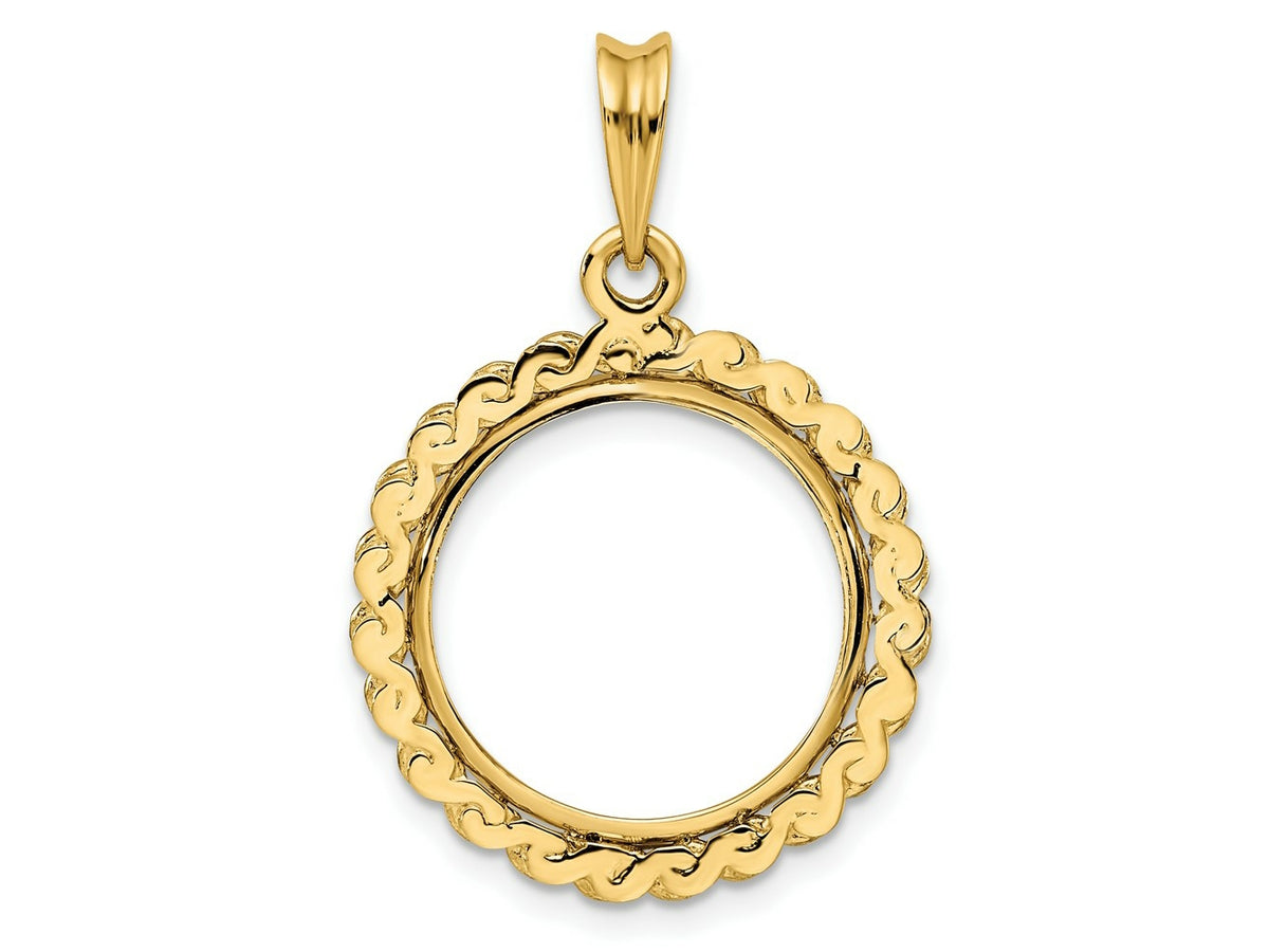 FJC Finejewelers 14 kt Yellow Gold Polished S Chain 16.5mm Prong Coin Bezel Pendant