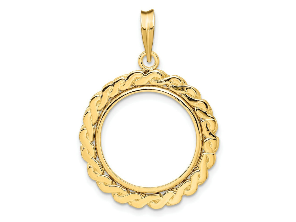 FJC Finejewelers 14 kt Yellow Gold Polished S Chain 18.0mm Prong Coin Bezel Pendant