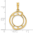 FJC Finejewelers 14 kt Yellow Gold Polished Wave Design 13.0mm Prong Coin Bezel Pendant