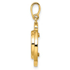 FJC Finejewelers 14 kt Yellow Gold Polished Wave Design 13.0mm Prong Coin Bezel Pendant