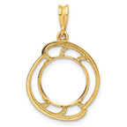 FJC Finejewelers 14 kt Yellow Gold Polished Wave Design 13.0mm Prong Coin Bezel Pendant