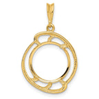 FJC Finejewelers 14 kt Yellow Gold Polished Wave Design 14.0mm Prong Coin Bezel Pendant