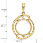 FJC Finejewelers 14 kt Yellow Gold Polished Wave Design 14.0mm Prong Coin Bezel Pendant