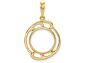 FJC Finejewelers 14 kt Yellow Gold Polished Wave Design 14.0mm Prong Coin Bezel Pendant
