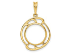 FJC Finejewelers 14 kt Yellow Gold Polished Wave Design 14.0mm Prong Coin Bezel Pendant