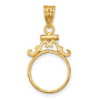 FJC Finejewelers 14 kt Yellow Gold French Scroll 13.0mm x 1.1mm Screw Top Coin Bezel Pendant