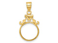 FJC Finejewelers 14 kt Yellow Gold French Scroll 13.0mm x 1.1mm Screw Top Coin Bezel Pendant