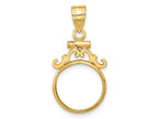 FJC Finejewelers 14 kt Yellow Gold French Scroll 13.0mm x 1.1mm Screw Top Coin Bezel Pendant