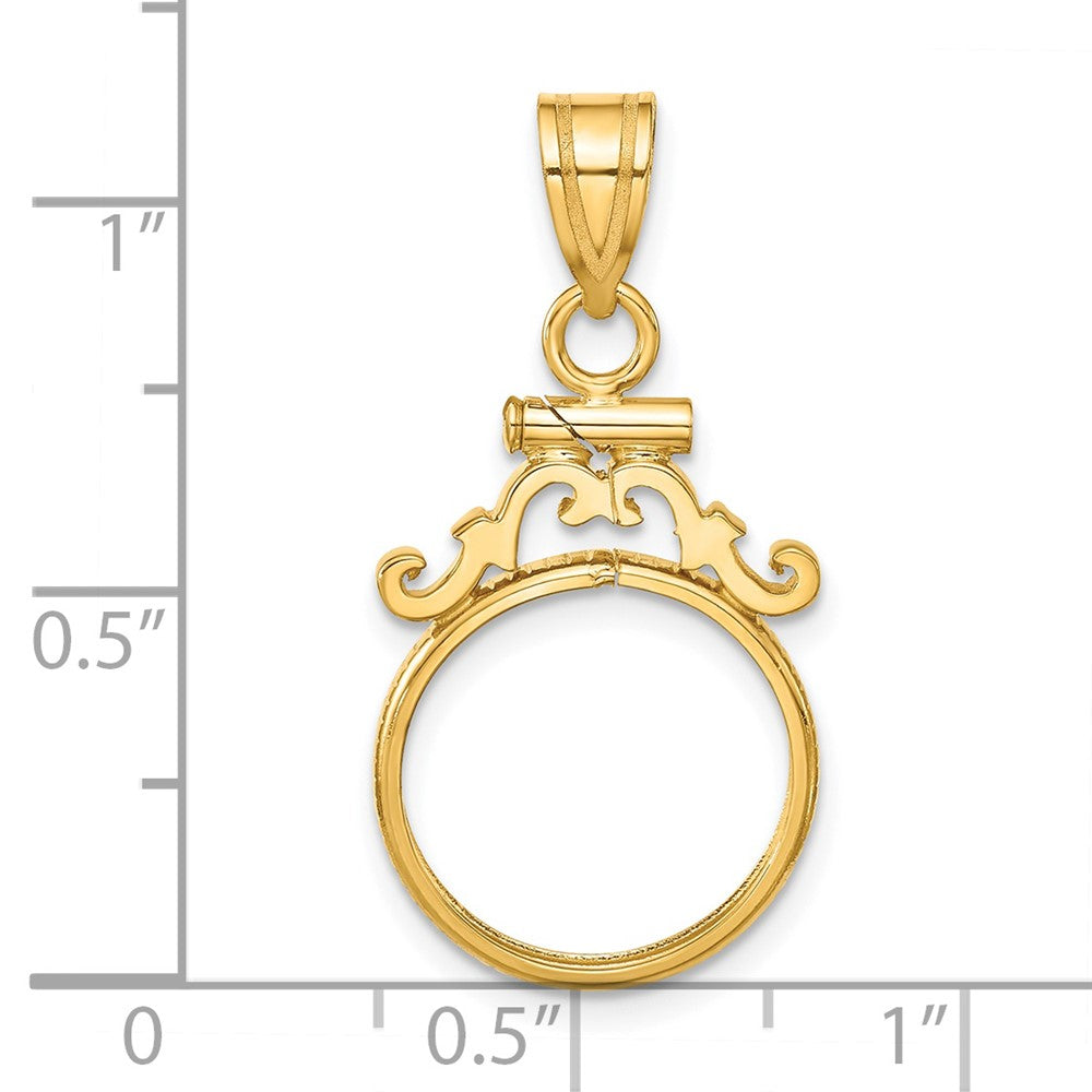 FJC Finejewelers 14 kt Yellow Gold French Scroll 14.0mm x 1.1mm Screw Top Coin Bezel Pendant