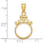 FJC Finejewelers 14 kt Yellow Gold French Scroll 14.0mm x 1.1mm Screw Top Coin Bezel Pendant