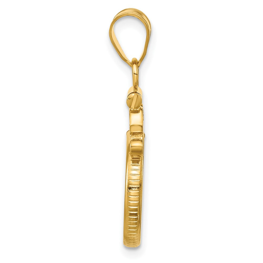 FJC Finejewelers 14 kt Yellow Gold French Scroll 14.0mm x 1.1mm Screw Top Coin Bezel Pendant