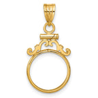 FJC Finejewelers 14 kt Yellow Gold French Scroll 14.0mm x 1.1mm Screw Top Coin Bezel Pendant