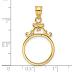 FJC Finejewelers 14 kt Yellow Gold French Scroll 16.5mm x 1.35mm Screw Top Coin Bezel Pendant