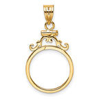 FJC Finejewelers 14 kt Yellow Gold French Scroll 16.5mm x 1.35mm Screw Top Coin Bezel Pendant