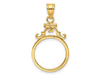 FJC Finejewelers 14 kt Yellow Gold French Scroll 16.5mm x 1.35mm Screw Top Coin Bezel Pendant