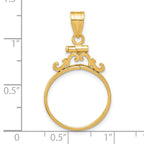 FJC Finejewelers 14 kt Yellow Gold French Scroll 17.8mm x 1.35mm Screw Top Coin Bezel Pendant