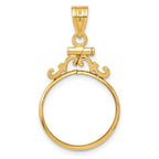 FJC Finejewelers 14 kt Yellow Gold French Scroll 17.8mm x 1.35mm Screw Top Coin Bezel Pendant