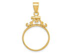 FJC Finejewelers 14 kt Yellow Gold French Scroll 17.8mm x 1.35mm Screw Top Coin Bezel Pendant
