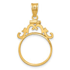 FJC Finejewelers 14 kt Yellow Gold French Scroll 18.0mm x 1.35mm Screw Top Coin Bezel Pendant