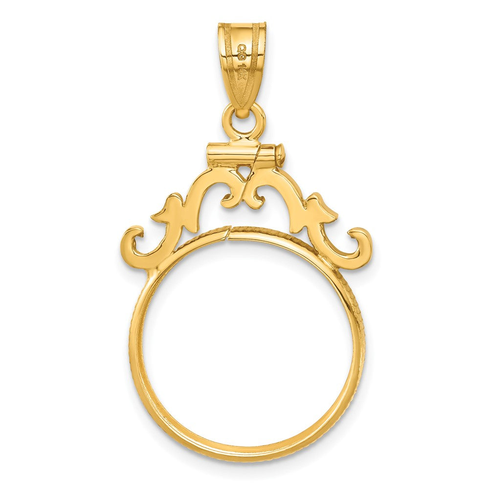 FJC Finejewelers 14 kt Yellow Gold French Scroll 18.0mm x 1.35mm Screw Top Coin Bezel Pendant