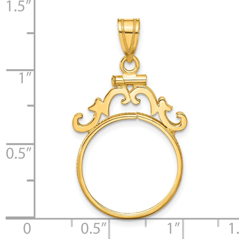 FJC Finejewelers 14 kt Yellow Gold French Scroll 18.0mm x 1.35mm Screw Top Coin Bezel Pendant