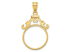FJC Finejewelers 14 kt Yellow Gold French Scroll 18.0mm x 1.35mm Screw Top Coin Bezel Pendant