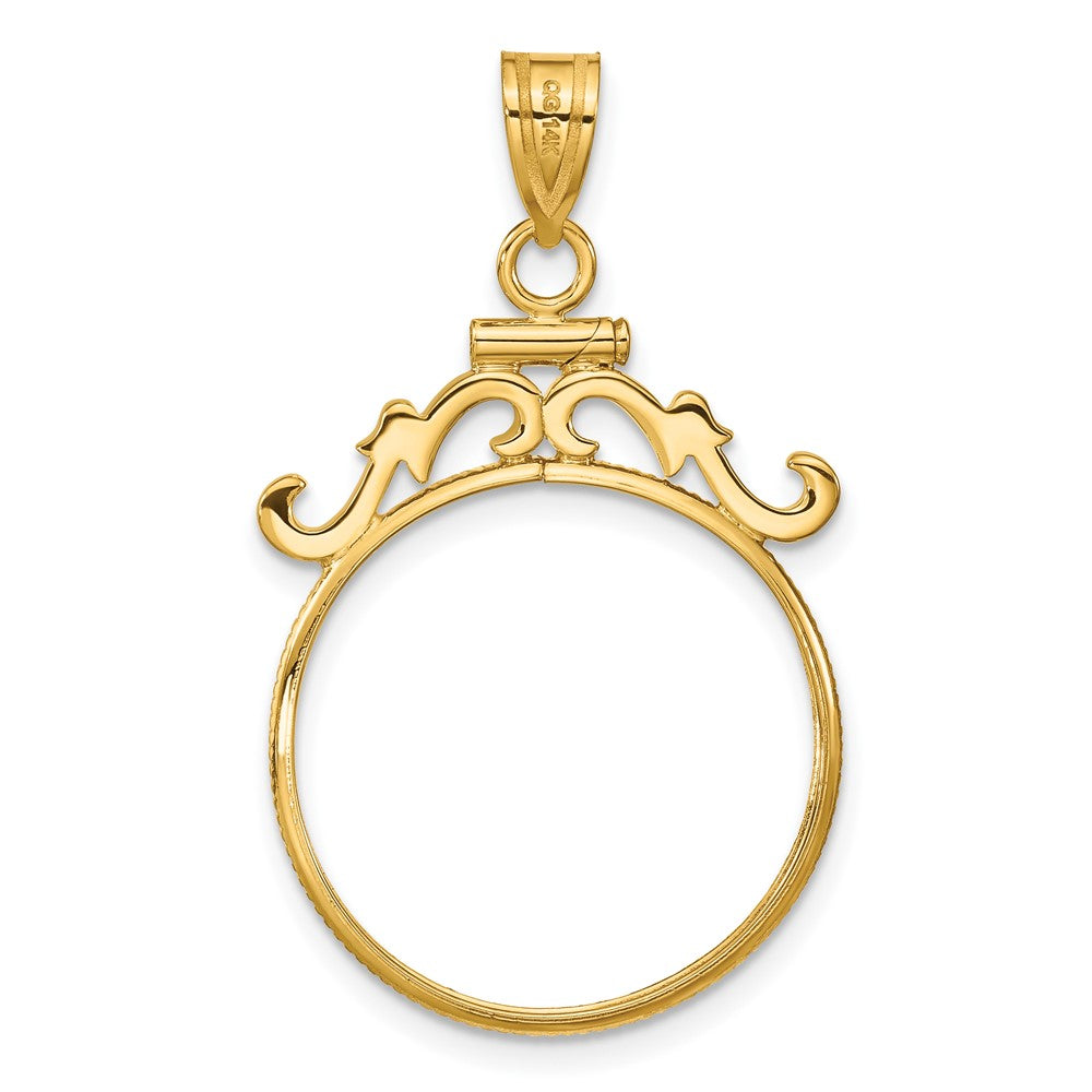 FJC Finejewelers 14 kt Yellow Gold French Scroll 21.6mm x 1.7mm Screw Top Coin Bezel Pendant