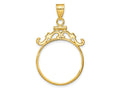 FJC Finejewelers 14 kt Yellow Gold French Scroll 21.6mm x 1.7mm Screw Top Coin Bezel Pendant