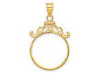 FJC Finejewelers 14 kt Yellow Gold French Scroll 21.6mm x 1.7mm Screw Top Coin Bezel Pendant