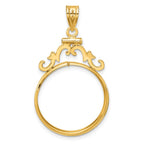 FJC Finejewelers 14 kt Yellow Gold French Scroll 22.0mm x 1.9mm Screw Top Coin Bezel Pendant