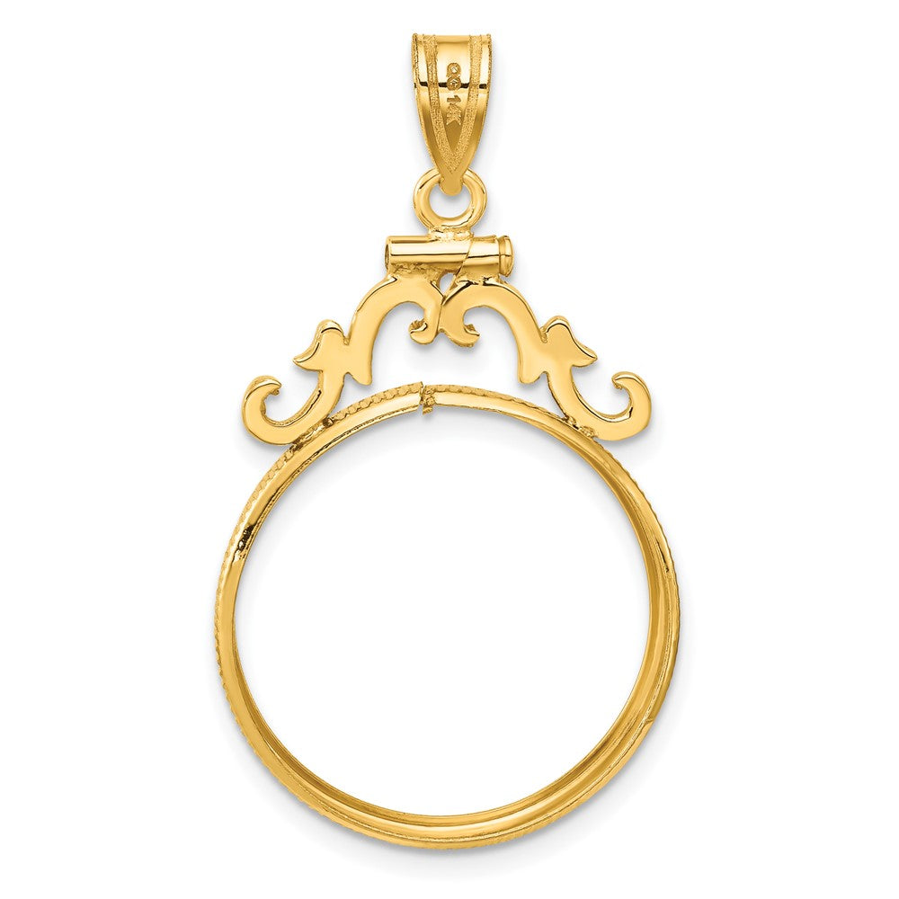 FJC Finejewelers 14 kt Yellow Gold French Scroll 22.0mm x 1.9mm Screw Top Coin Bezel Pendant