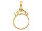 FJC Finejewelers 14 kt Yellow Gold French Scroll 22.0mm x 1.9mm Screw Top Coin Bezel Pendant