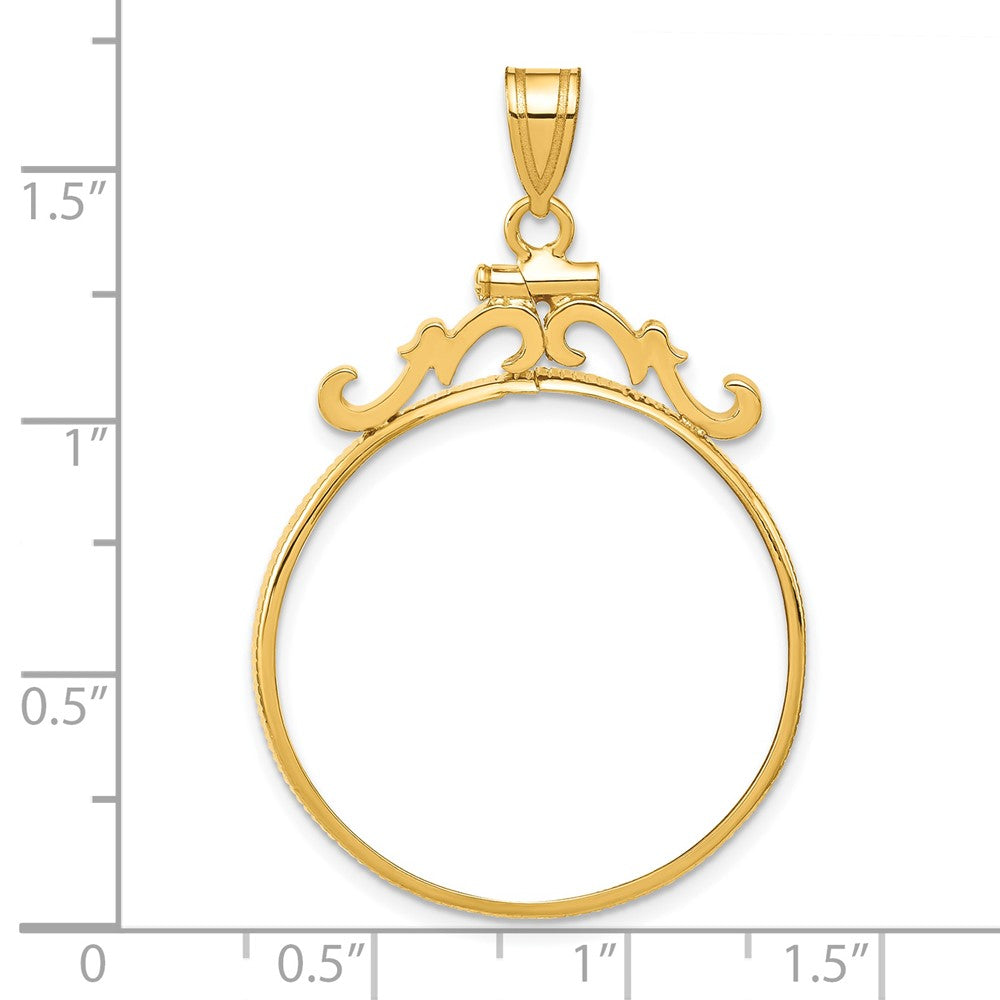 FJC Finejewelers 14 kt Yellow Gold French Scroll 27.0mm x 2.35mm Screw Top Coin Bezel Pendant