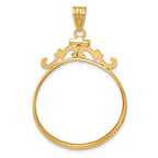 FJC Finejewelers 14 kt Yellow Gold French Scroll 27.0mm x 2.35mm Screw Top Coin Bezel Pendant