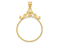 FJC Finejewelers 14 kt Yellow Gold French Scroll 27.0mm x 2.35mm Screw Top Coin Bezel Pendant