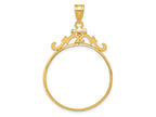 FJC Finejewelers 14 kt Yellow Gold French Scroll 27.0mm x 2.35mm Screw Top Coin Bezel Pendant