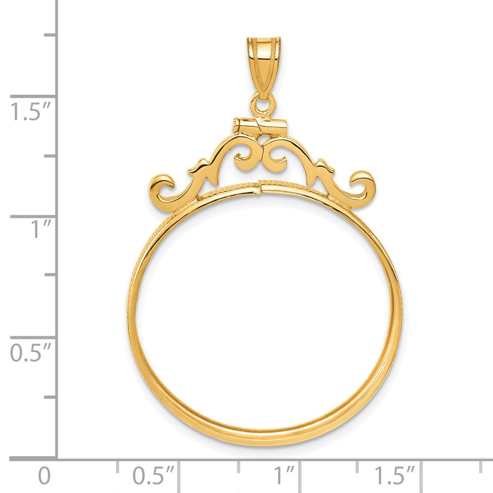 FJC Finejewelers 14 kt Yellow Gold French Scroll 30.0mm x 3.00mm Screw Top Coin Bezel Pendant