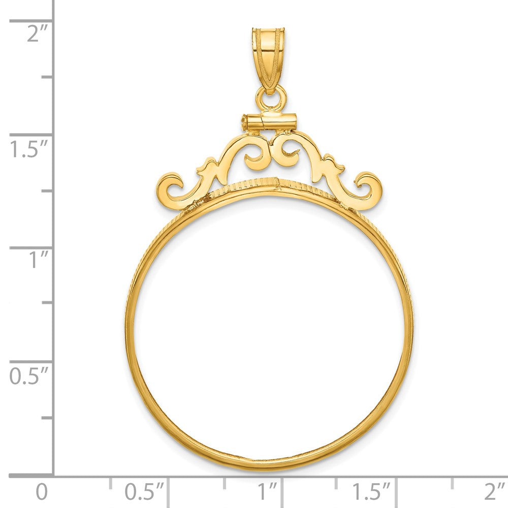 FJC Finejewelers 14 kt Yellow Gold French Scroll 32.0mm x 2.85mm Screw Top Coin Bezel Pendant