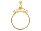 FJC Finejewelers 14 kt Yellow Gold French Scroll 32.0mm x 2.85mm Screw Top Coin Bezel Pendant