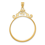 FJC Finejewelers 14 kt Yellow Gold French Scroll 32.7mm x 3.00mm Screw Top Coin Bezel Pendant