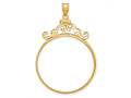 FJC Finejewelers 14 kt Yellow Gold French Scroll 32.7mm x 3.00mm Screw Top Coin Bezel Pendant