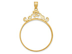 FJC Finejewelers 14 kt Yellow Gold French Scroll 32.7mm x 3.00mm Screw Top Coin Bezel Pendant