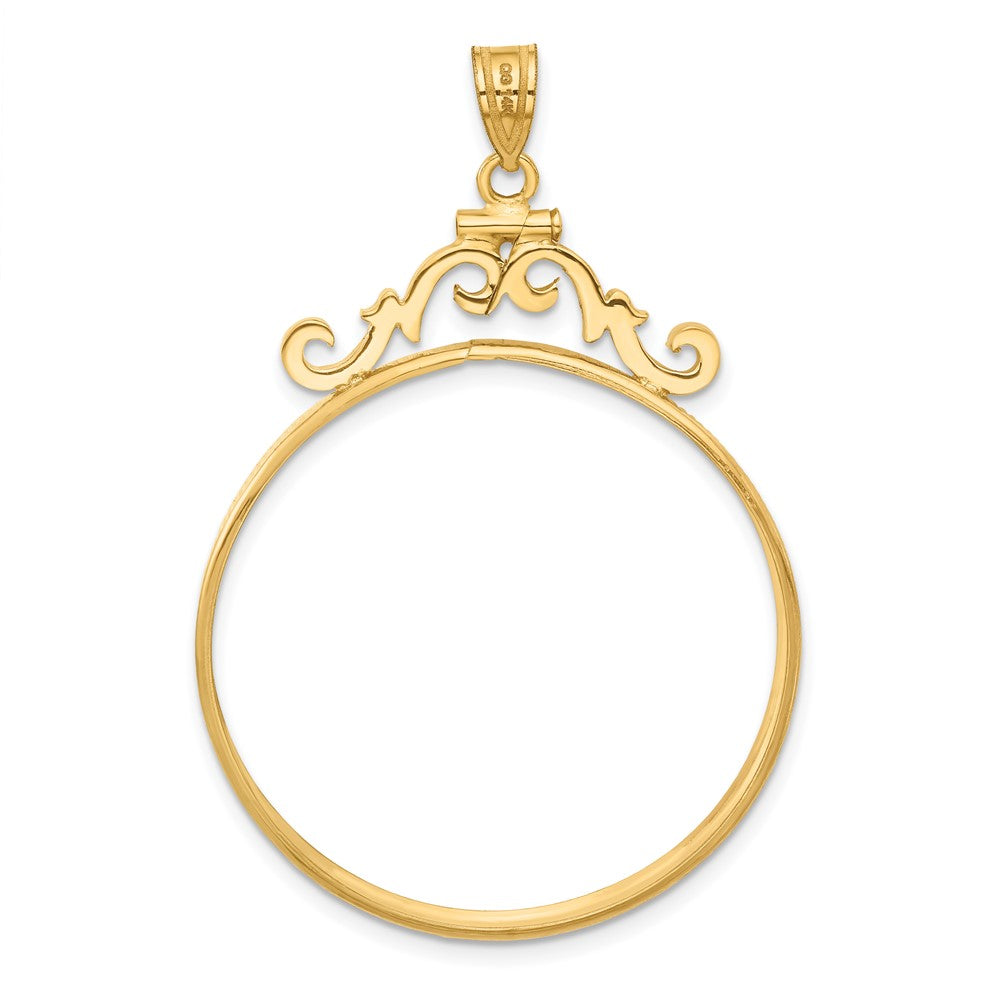 FJC Finejewelers 14 kt Yellow Gold French Scroll 34.2mm x 2.85mm Screw Top Coin Bezel Pendant
