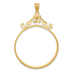 FJC Finejewelers 14 kt Yellow Gold French Scroll 34.2mm x 2.85mm Screw Top Coin Bezel Pendant