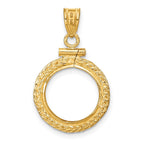 FJC Finejewelers 14 kt Yellow Gold Foxtail Chain 13.0mm x 1.1mm Screw Top Coin Bezel Pendant