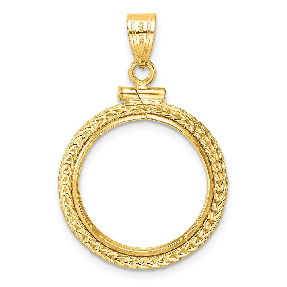 FJC Finejewelers 14 kt Yellow Gold Foxtail Chain 17.8mm x 1.35mm Screw Top Coin Bezel Pendant